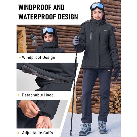 Women's Carbongrey Winter Coats Waterproof Snow Ski Jacket Warm Mountain - Picture 5 of 6